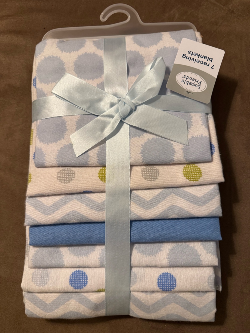 Luvable Friends Light Blue Baby Receiving Blanket Set